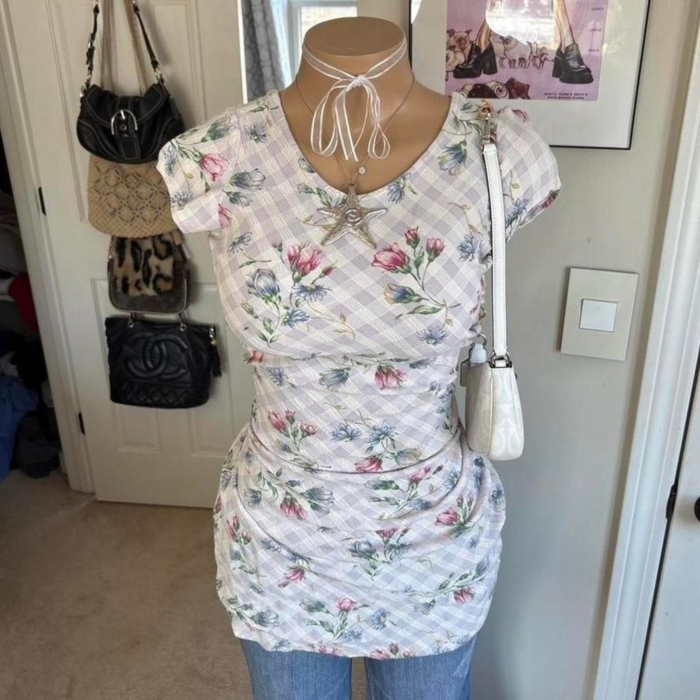 Y2K 2000s Floral fairy short sleeve Top